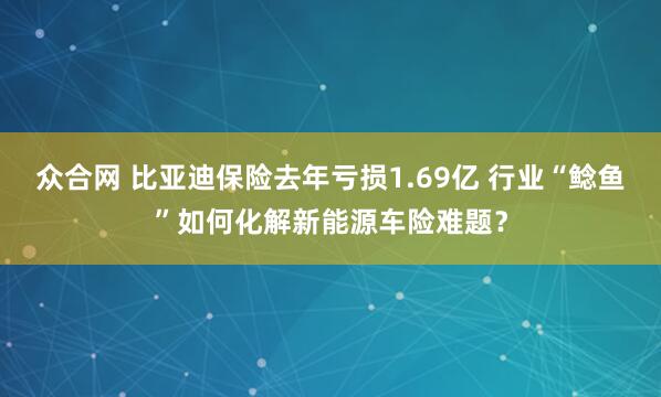 众合网 比亚迪保险去年亏损1.69亿 行业“鲶鱼”如何化解新能源车险难题？